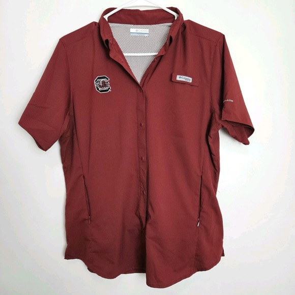 Columbia PFG University South Carolina Gamecocks Womens Top Sz M Snap Button - Picture 1 of 9